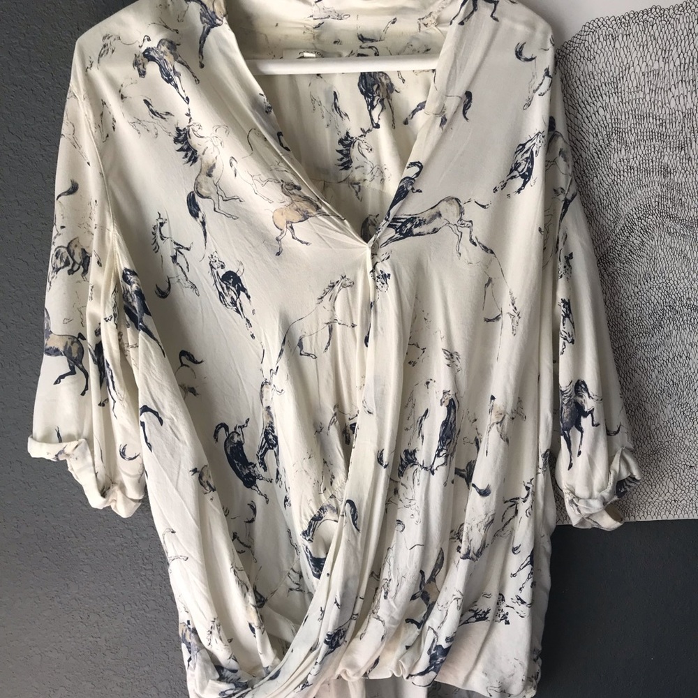 Aritzia blouse in wild horse print